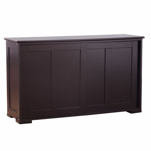 Kitchen Storage Cupboard Cabinet with Sliding Door-Black W2B