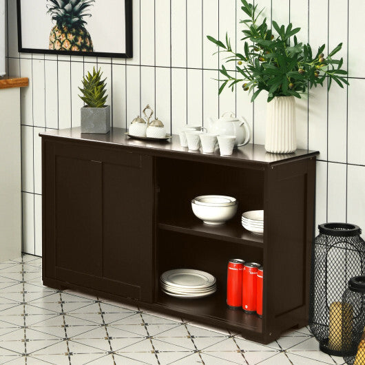Kitchen Storage Cupboard Cabinet with Sliding Door-Black W2B