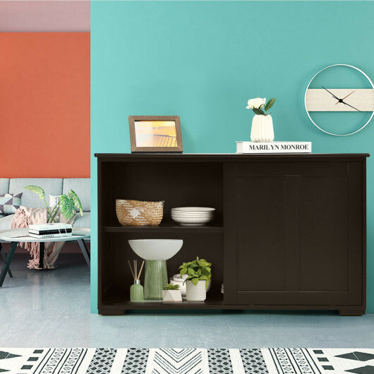 Kitchen Storage Cupboard Cabinet with Sliding Door-Black W2B