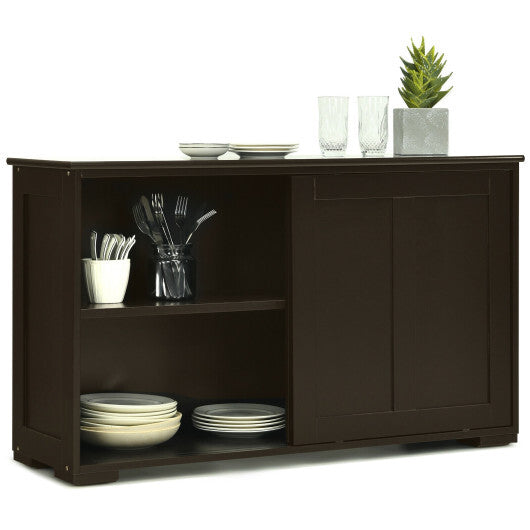 Kitchen Storage Cupboard Cabinet with Sliding Door-Black W2B