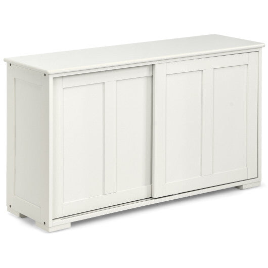 Kitchen Storage Cupboard Cabinet with Sliding Door-Black W2B