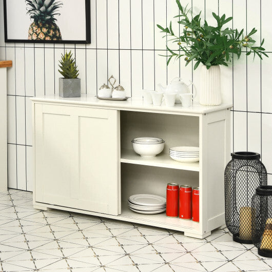 Kitchen Storage Cupboard Cabinet with Sliding Door-Black W2B