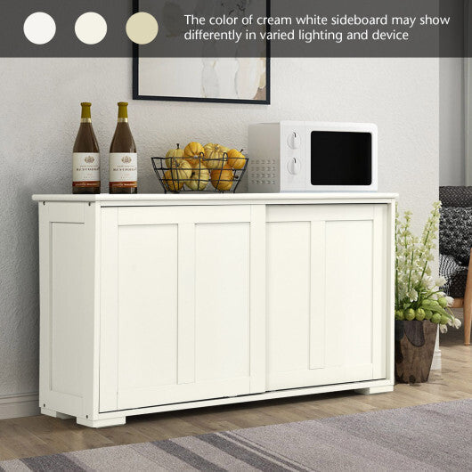 Kitchen Storage Cupboard Cabinet with Sliding Door-Black W2B