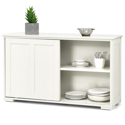 Kitchen Storage Cupboard Cabinet with Sliding Door-Black W2B