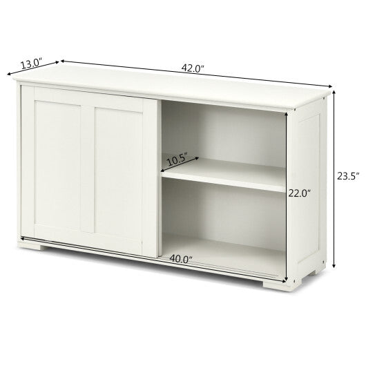 Kitchen Storage Cupboard Cabinet with Sliding Door-Black W2B