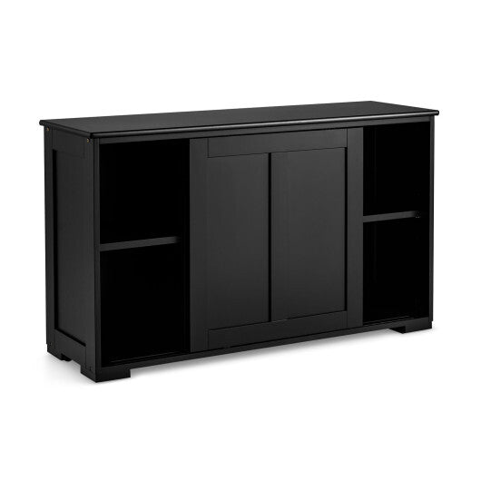 Kitchen Storage Cupboard Cabinet with Sliding Door-Black W2B