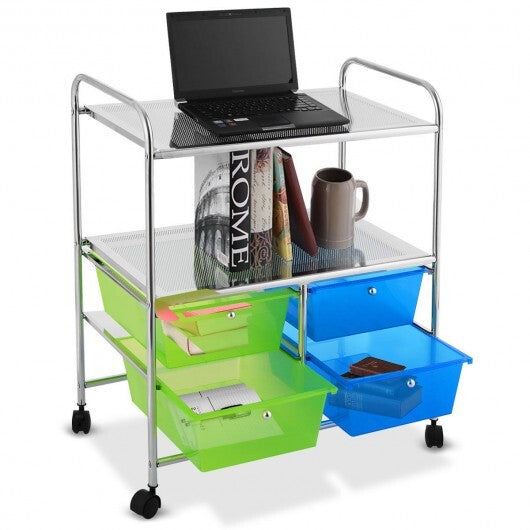 4 Drawers Shelves Rolling Storage Cart Rack-Clear W2B