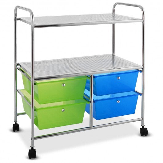4 Drawers Shelves Rolling Storage Cart Rack-Clear W2B