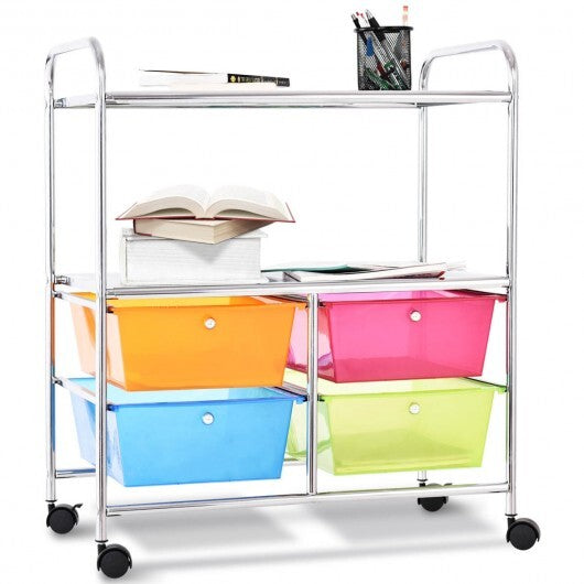 4 Drawers Shelves Rolling Storage Cart Rack-Clear W2B