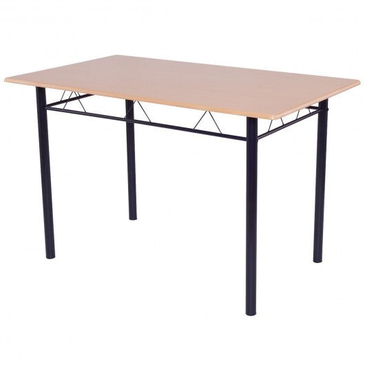 5 Pieces Wood Metal Dining Table Set with 4 Chairs-Natural