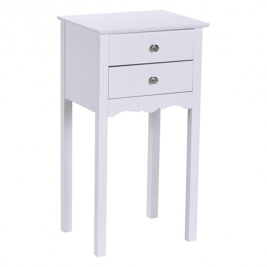Side Table End Accent Table with 2 Drawers-Black W2B