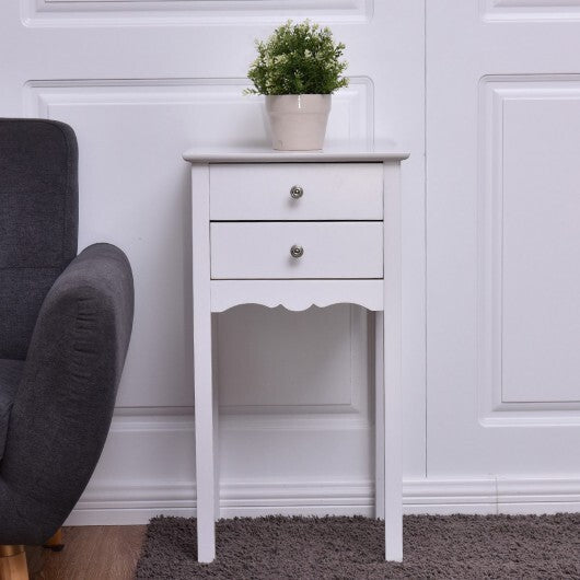 Side Table End Accent Table with 2 Drawers-Black W2B