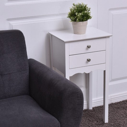 Side Table End Accent Table with 2 Drawers-Black W2B
