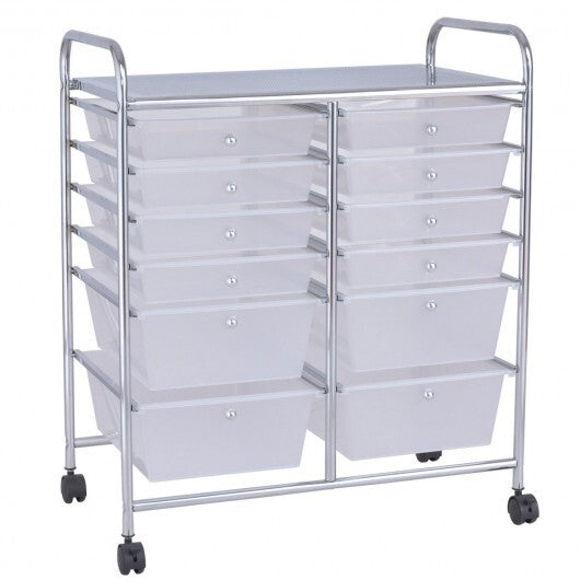 12 Storage Drawer Organizer Bins Rolling Cart W2B