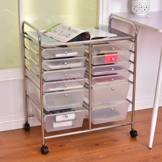 12 Storage Drawer Organizer Bins Rolling Cart W2B