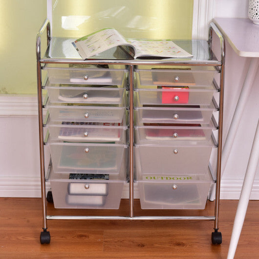 12 Storage Drawer Organizer Bins Rolling Cart W2B