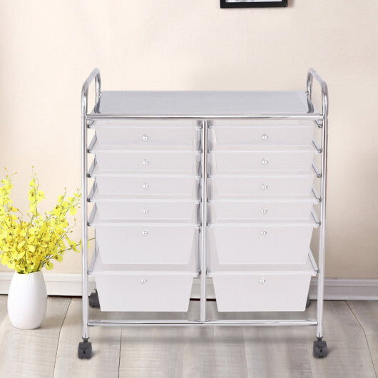 12 Storage Drawer Organizer Bins Rolling Cart W2B