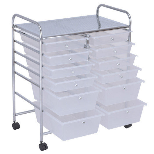 12 Storage Drawer Organizer Bins Rolling Cart W2B