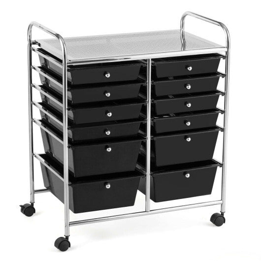 12 Storage Drawer Organizer Bins Rolling Cart W2B