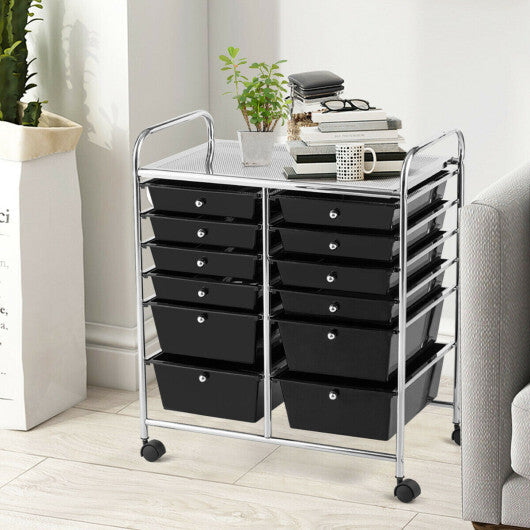 12 Storage Drawer Organizer Bins Rolling Cart W2B