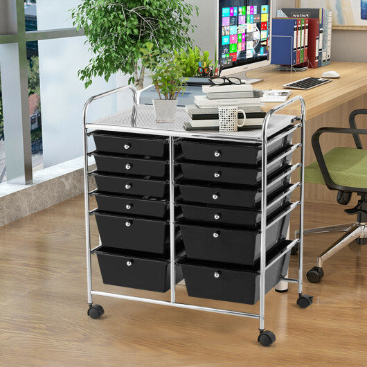 12 Storage Drawer Organizer Bins Rolling Cart W2B