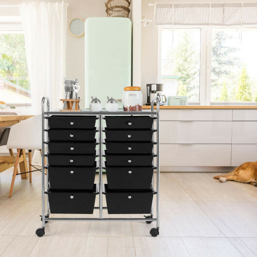 12 Storage Drawer Organizer Bins Rolling Cart W2B