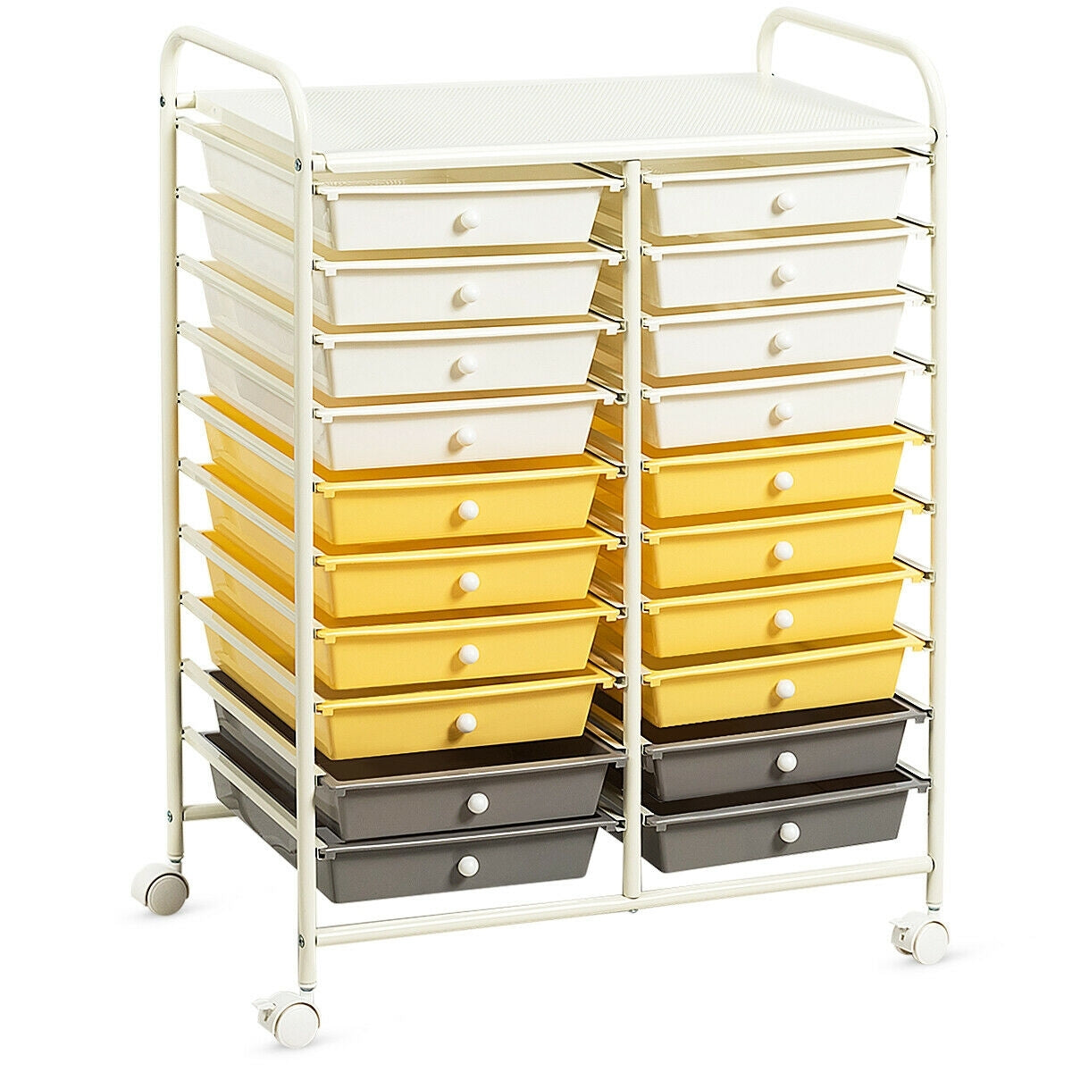 20 Drawers Storage Rolling Cart Studio Organizer-Yellow - Color: Yellow W2B
