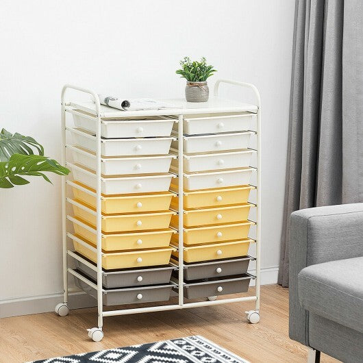 20 Drawers Storage Rolling Cart Studio Organizer-Yellow - Color: Yellow W2B
