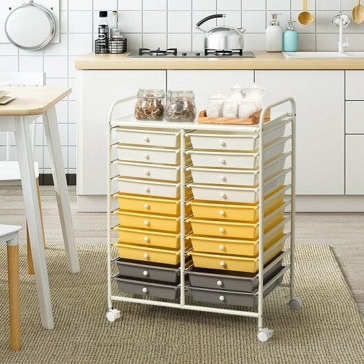 20 Drawers Storage Rolling Cart Studio Organizer-Yellow - Color: Yellow W2B