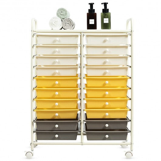 20 Drawers Storage Rolling Cart Studio Organizer-Yellow - Color: Yellow W2B