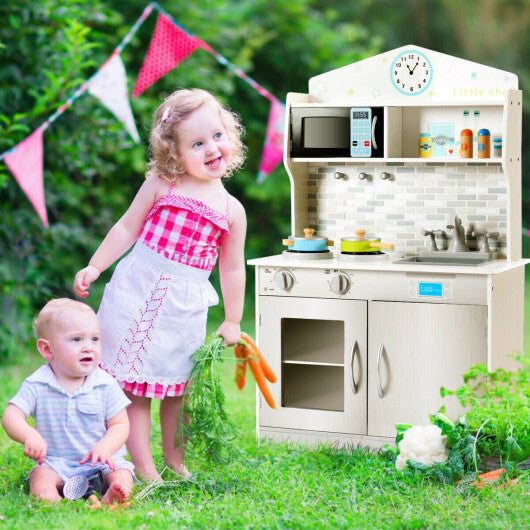 Kids Wooden Pretend Cooking Playset Cookware Play Set Kitchen Toys Toddler Gift-Pink W2B