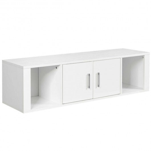 Wall Mounted Floating 2 Door Desk Hutch Storage Shelves W2B