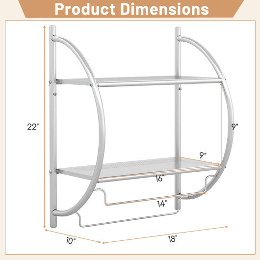 Wall Mounted 2-Tier Bathroom Towel Rack with 2 Towel Bars-White