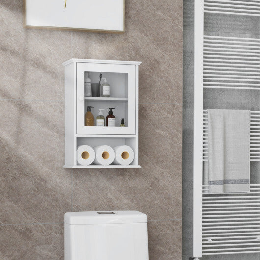 Bathroom Wall Mounted Adjustable Hanging Storage Medicine Cabinet-Gray
