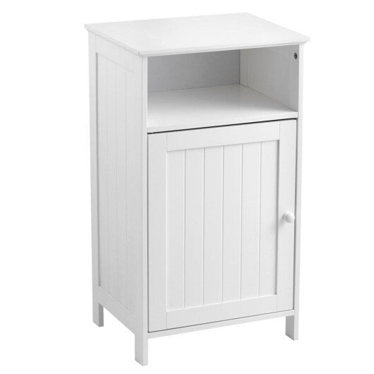 Bathroom Freestanding  Adjustable Shelf Floor Storage Cabinet-White W2B