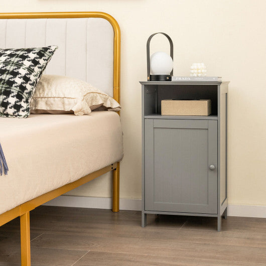 Bathroom Freestanding  Adjustable Shelf Floor Storage Cabinet-White W2B