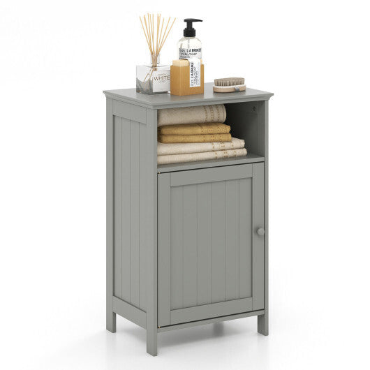 Bathroom Freestanding  Adjustable Shelf Floor Storage Cabinet-White W2B