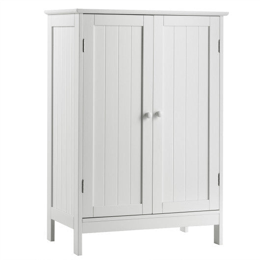 Bathroom Floor Storage Double Door Cupboard Cabinet-White W2B
