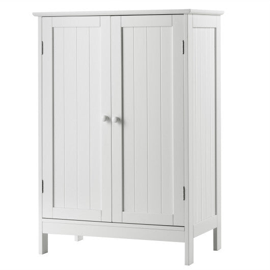 Bathroom Floor Storage Double Door Cupboard Cabinet-White W2B