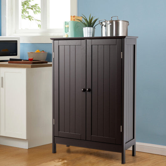 Bathroom Floor Storage Double Door Cupboard Cabinet-White W2B