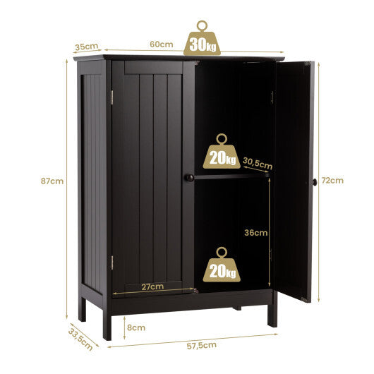Bathroom Floor Storage Double Door Cupboard Cabinet-White W2B