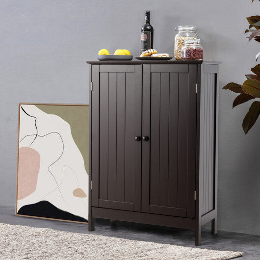 Bathroom Floor Storage Double Door Cupboard Cabinet-White W2B