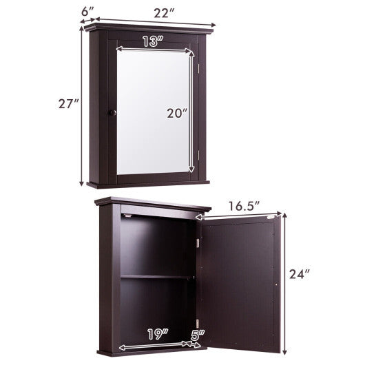Bathroom Wall Mounted Storage Mirror Medicine Cabinet W2B