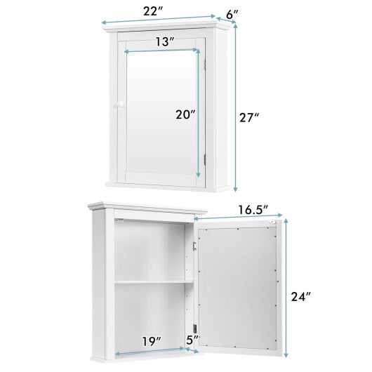 Bathroom Wall Mounted Storage Mirror Medicine Cabinet W2B