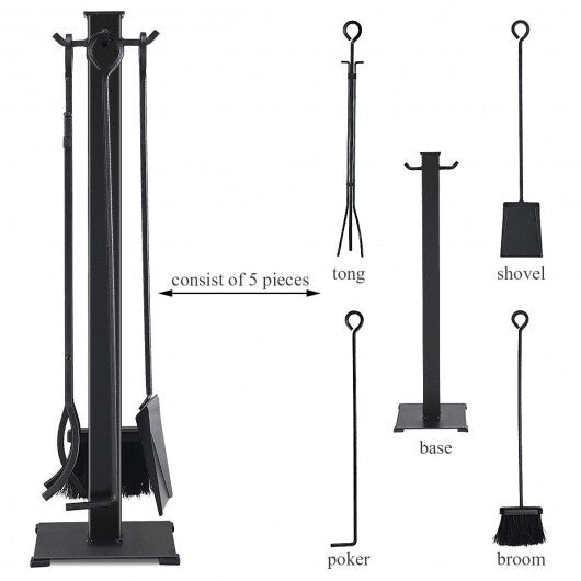 5 Pieces Fireplace Iron Fire Place Tool Set W2B