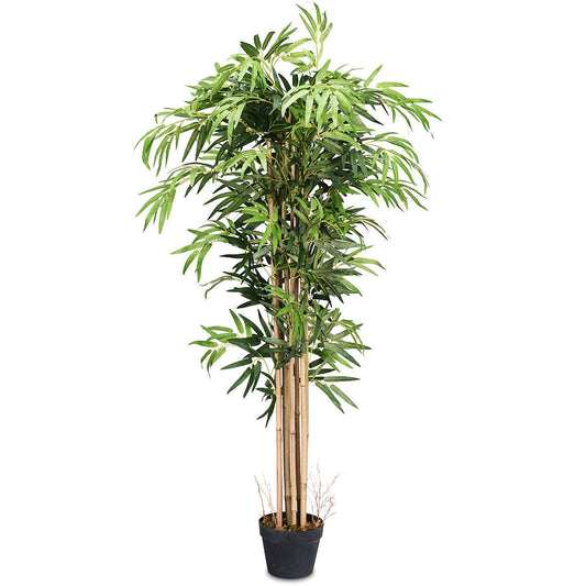 5-Feet Artificial Bamboo Silk Tree Indoor-Outdoor Decorative Planter - Color: Green W2B