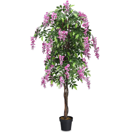 6-Feet Artificial Wisteria Silk Indoor-Outdoor Tree-1pieces - Color: Green W2B