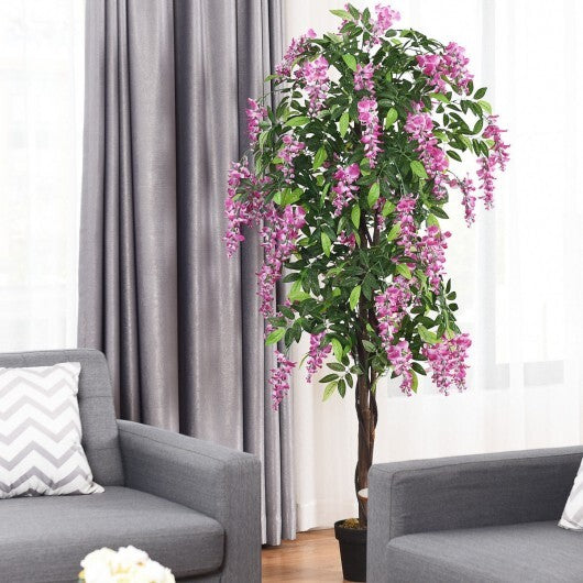 6-Feet Artificial Wisteria Silk Indoor-Outdoor Tree-1pieces - Color: Green W2B