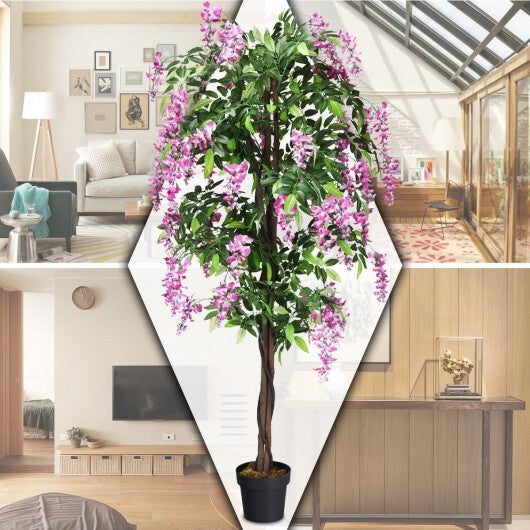 6-Feet Artificial Wisteria Silk Indoor-Outdoor Tree-1pieces - Color: Green W2B