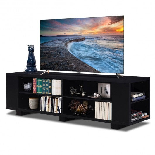 59 Inch Console Storage Entertainment Media Wood TV Stand-Black - Color: Black W2B